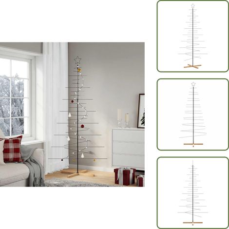 The Living Store Metall-Weihnachtsbaum zum Dekorieren Holzständer Schwarz 210 cm - Weihnachtsbaum Dekoration (1/5)