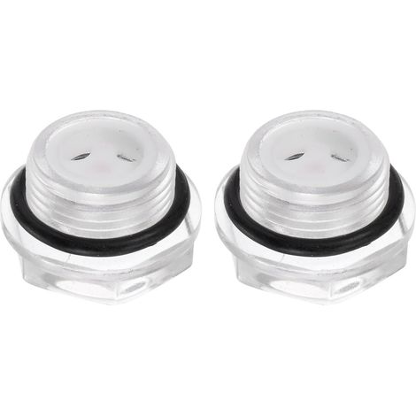 2Pcs Verre de Vue d'Huile de Compresseur d'Air M20 x 1,5mm Mâle Jauge de Niveau de Liquide Plastique Fenêtre Indicateur Huile à Tête Hexagonale avec Joint Torique, Transparent (1/5)