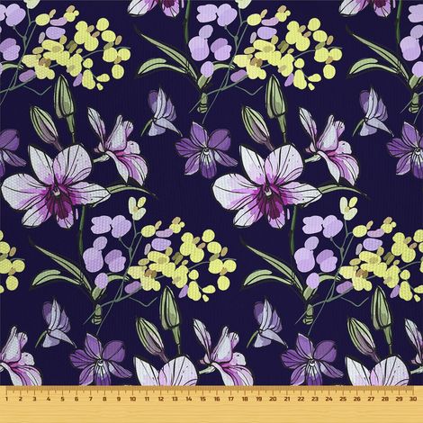 Telas decorativas para exteriores Oxford - Motivo floral morado I DR066 (1/5)