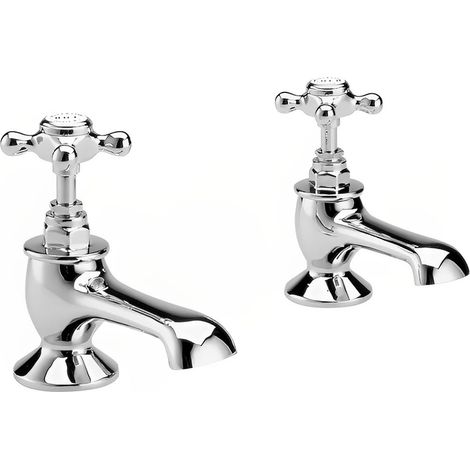 Hudson Reed Topaz Hexagonal Crosshead Basin Taps Pair - Chrome (1/3)