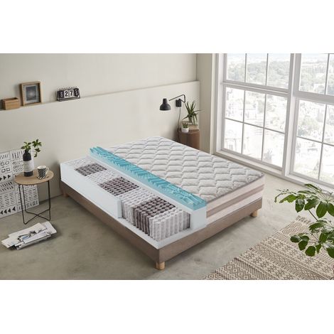 Colchón 135x200 de muelles ensacados y espuma viscoelástico - 25 cm de alto - extraíble