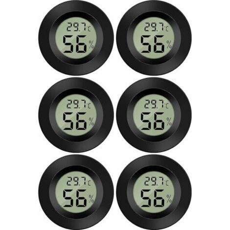 (6 PCS - B)Mini Digital LCD Thermomètre Hygromètre Température Humidité -5070℃ 10%99% RH Thermomètre Portable Thermo Hygromètre Indicateur pour Bureau Cuisine Humidors Incubateurs Reptiles (1/5)