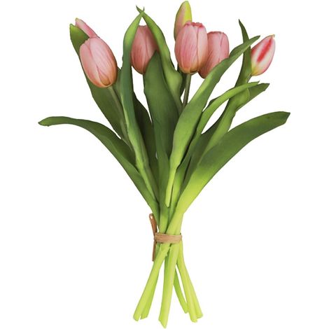 7 bouquets de tulipes artificielles, en polyuréthane, adaptés comme accessoires de photographie ou pour la décoration intérieure, 33 cm de long. (1/5)
