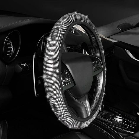 Lenkradbezug Universal Auto Glitzer Rhinestones Deko Frauen Silber (1/5)