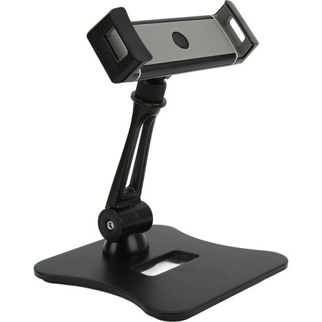 Support de tablette en aluminium pliable et pivotant à 360°, fixation pour téléphone et tablette sur table de bureau, pour la cuisine, la table de chevet ou le bureau. (1/5)