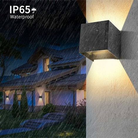 Applique murale LED,Applique Murale Interieur/Exterieur 6W,Lampe Murale LED Etanche IP65 Réglable Lampe Up Down Design 3000K Blanc Chaud Appliques Murales (1/3)