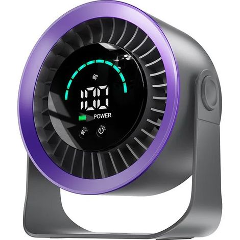 Mini ventilateur de bureau, petit ventilateur de table silencieux rechargeable par USB, ventilateur orientable à 360° avec affichage numérique LED pour la chambre, le bureau et la maison (1/5)