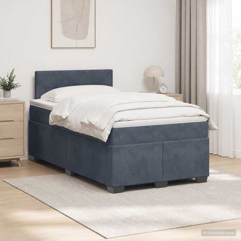 vidaXL Cama box spring con colchón Gris oscuro 120 x 190 cm Terciopelo (1/5)