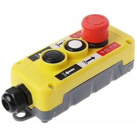 Interrupteur D'arret D'urgence - Bouton-Poussoir Etanche Pour Pendentif De Grue - 5 A 440 V - ABS - 1 000 000 Cycles - 4,6 x 6 x 16,5 Cm - 1 Unite (1/4)