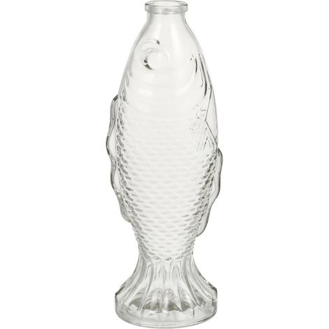 Carafe en forme de poisson en verre transparent - Vase décoratif pour fleurs - Fabriqué à la main - Durable - Accessoire d'intérieur (1/5)