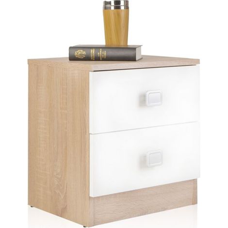 Mesita de noche Kamik Roble Nordico - Blanco 39,5cm (ancho) x 44cm (alto) (1/5)