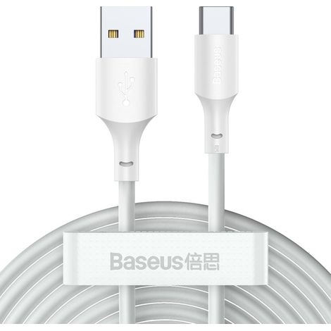 Cable USB a USB-C Baseus Simple Wisdom, 40 W, 5 A, 1,5 m (blanco), 2 unidades. (1/5)