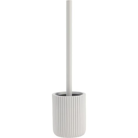 Brosse WC avec support en résine striée Blanc mat - TENDANCE (1/2)