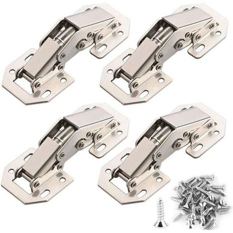 4PCS Charnière Porte Placard 90 Degrés avec Vis Amortisseur Piston Compression Support Relevable Accessoire Meubles Coin 77mm x 32mm (1/4)