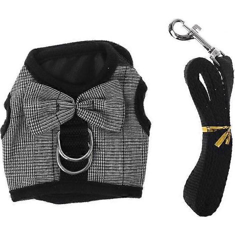 Harnais-laisse flexible à nœud papillon pour lapin, petit animal, cochon d'Inde, course - Taille S