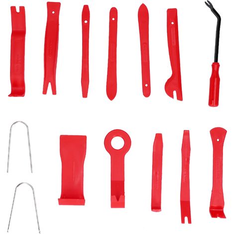Kit de 14 pièces pour démontage auto, outil de levier de garniture, réparation panneau de porte, tableau de bord audio, rouge.