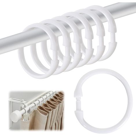 12 - Anneau De Rideau - Crochet De Douche - Fixation En Plastique Forme O Pour Tringle - Usage Salle De Bain Et Fenêtre - Blanc - 5,5x4,5cm