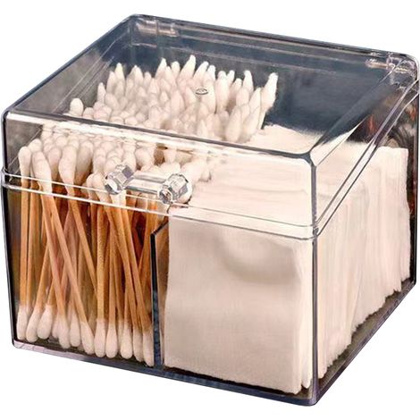 Porte-cotons-tiges de bureau, boîte à soie dentaire, étui en acrylique pour boules de coton, porte-cotonnettes de gaze, organisateur de maquillage en plastique pour rouges à lèvres et éponges à maquil (1/5)