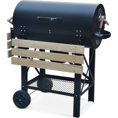 Barbecue américain charbon de bois - Serge noir - Smoker américain avec aérateurs. récupérateur de cendres. fumoir