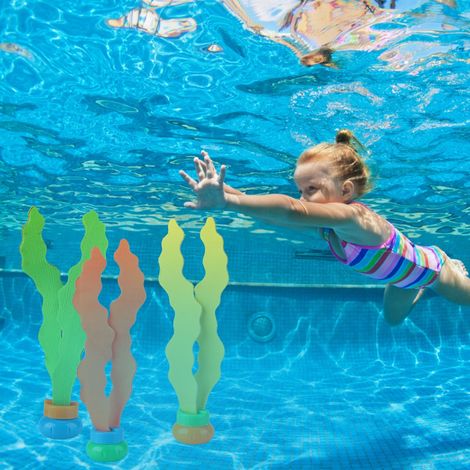 3 pièces Jouets Aquatiques pour Enfants - Algues de Natation et Plongée pour Piscine et Bains (1/5)