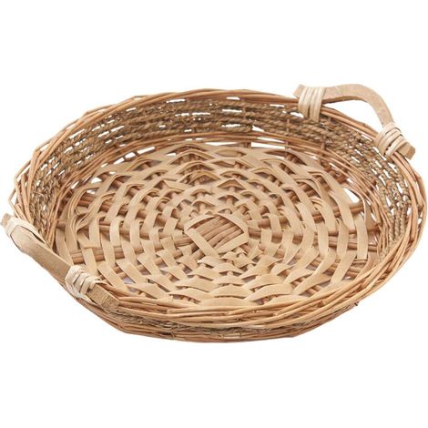 Piatto in vimini bianco con decorazione, Ø34H5 cm (kit da 10)