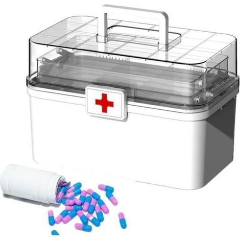 5PCS Boîte de rangement pour fournitures de santé - Grande capacité anti-poussière - Blanc ARMOIRE A PHARMACIE (1/4)