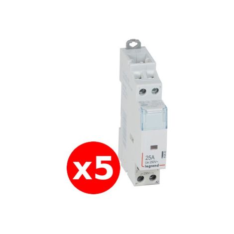 Legrand - Contacteur de puissance bipolaire bobine 230V - 25A - 2F - Ru00e9f. : 412523x5 (1/2)