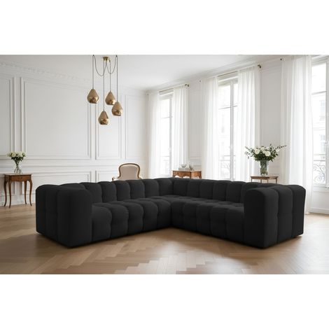 Ecksofa Designersofa SOLVIE XS in Stoff Tiffani Schwarz Seite Universal (1/3)
