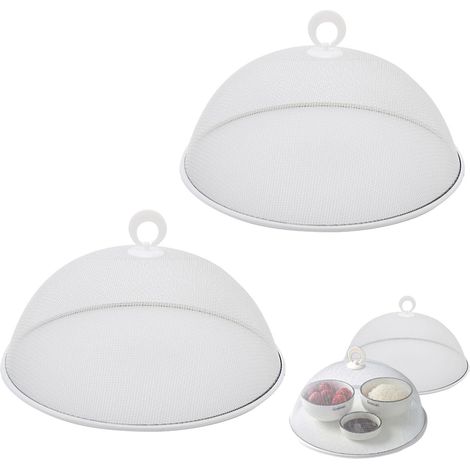 2 Pièces Cloche Alimentaire Metal, Maille Fine 30cm, Protection Insectes, Pour Pique-Nique BBQ Fêtes