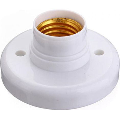 Douille d'ampoule pour ampoule E27, douille d'ampoule E27 rond en plastique à vis douille, douille d'ampoule E27 support mural, support rond à vis douille d'ampoule (blanc) deux pièces (1/5)