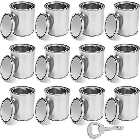 Lot de 12 pots de peinture vides avec couvercles, pot de 0,4 quart (0,4 litre), seau de peinture non doublé. (1/5)