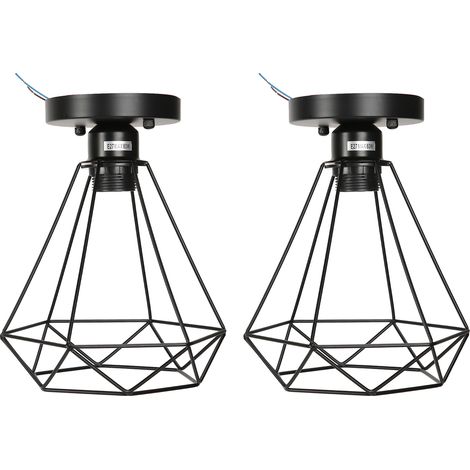 plafonnier led-[Abat-jour Cage Luminaire Vintage Style Industriel] + [Décoration Intérieure Pour Café/Bureau/Chambre] + [Taille 25cm, Pour Ampoules E27 (1/5)