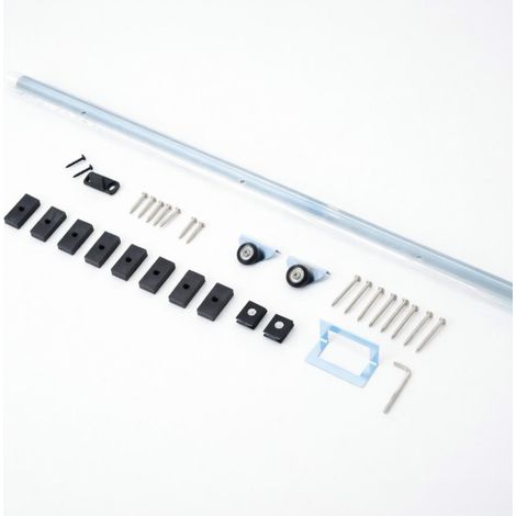 Kit ferramenta per porta scorrevole in acciaio, guida 186 cm, portata 30 kg, multicolore (1/5)