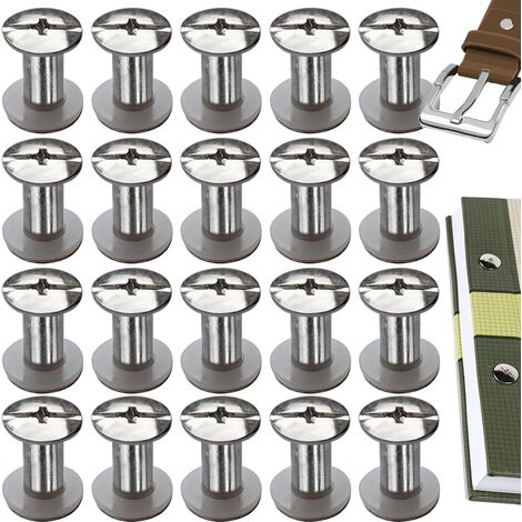 20 Kits Vis Chicago Screws,M510mm Vis de Livre,Rivet a Visser de remplacement en métal pour sacs, livres, colliers, sacs à dos, laisses de chien, laisses (Argent) (1/5)
