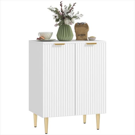 Buffet de cuisine blanc en MDF avec étagère réglable et pieds métalliques surélevés 80 cm (1/5)