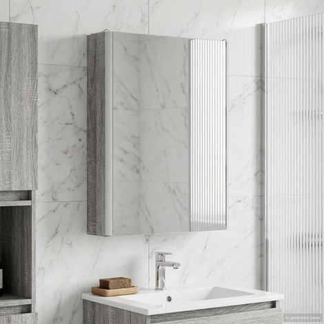 vidaXL Mobiletto per specchio da bagno Grigio Sonoma