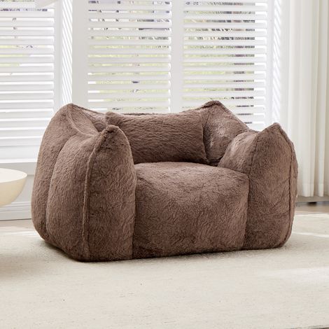 Sillón puff con respaldo de pelo sintético OKMYHOME (1/5)