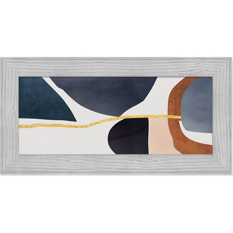 Lupia - Quadro moderno, per soggiorno camera da letto, con cornice BOSTON colore GREY, 28x57 cm, WATERCOLOR stampa su pannello in legno, stile artistico astratto (1/4)