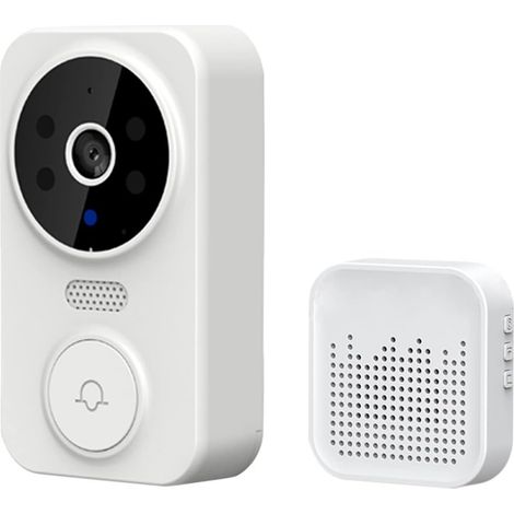 Caméra de sécurité sans fil avec sonnette vidéo Sonnette vidéo visuelle interphone bidirectionnel système de sécurité moniteur domestique sonnette intelligente visuelle Vision nocturne infrarouge Inst (1/5)