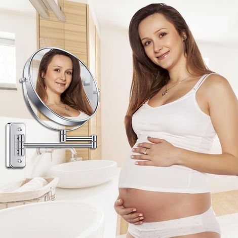 Wall Mounted Makeup Mirror, Bathroom Vanity Mirror, Swivel Vanity Mirror, Shaving Cosmetic Mirror, Chrome (1/2)
