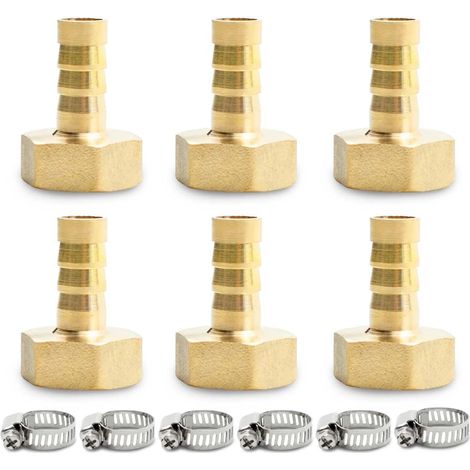 Lot de 6 Raccords cannelés, Laiton, Filetage BSP 1/2", Diamètre 12 mm, Outils pneumatiques (1/5)