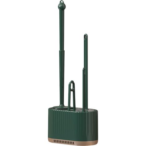 Brosse WC 4 en 1 Vert foncé Brosse WC et support dans la salle de bain Brosse WC à poser ou à fixer au mur Accessoires de salle de bain (1/5)