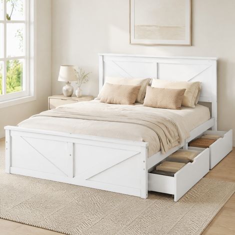 Letto matrimoniale contenitore 160x200 bianco DESVIAE (1/5)
