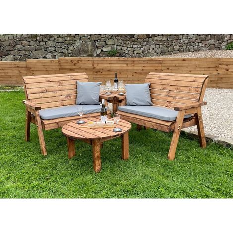 Four Seater Balmoral Corner Set C/W Round Coffee - L190 x W178 x H98 cm - Grey Cushion Included - Fully Assembled