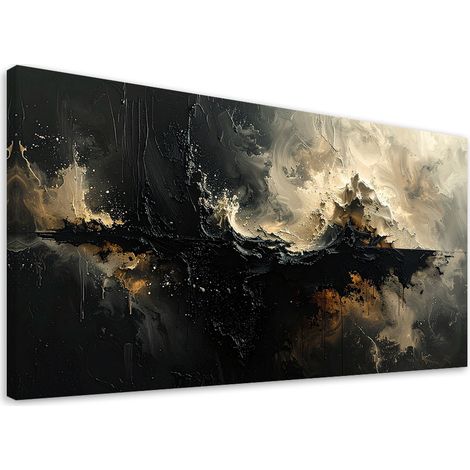 Toile Imprimée, Abstraction sombre dans les tons beiges,80x40 (1/4)