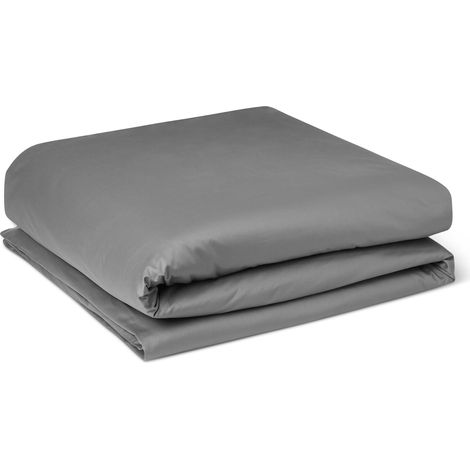 Housse de Couette 100% Coton Satin 400 Fils Extra-Doux avec Boutons-Pression 135 x 200 cm Gris Foncé (1/5)