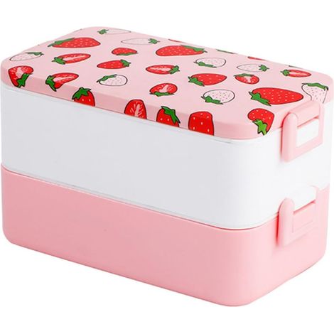 Boîte à lunch double bento portable Kisangel avec motif fraise (1/5)