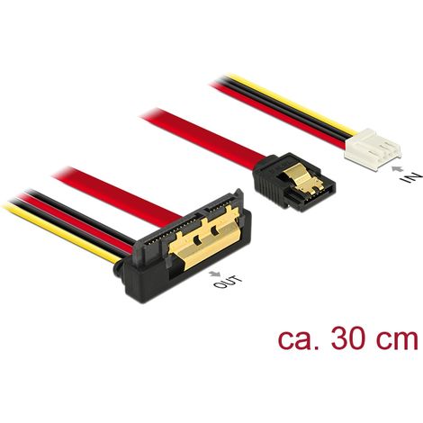 Delock Cable SATA de 6 Gb/s hembra de 7 contactos + AlimentaciÃ³n hembra de 4 contactos para disquete  SATA curvado hacia abajo, hembra, metÃ¡lico de