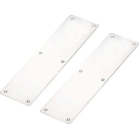 Pr Door Finger Push Plate, 2 x Fire Rated Door Finger Plate, Push Plate 300 x 80mm Brushed Stainless Steel Kickplate Door/Bottom Door Protection with Screws, Square Corner (1/5)