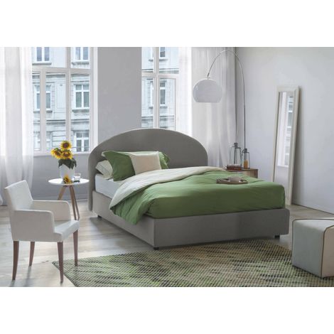 Talamo Italia Cama de plaza y media Concetta, Cama contenedor con revestimiento de tela, 100% Made in Italy, Apertura frontal, adecuado para colchón Cm 120x190, Gris, con embalaje reforzado (1/5)